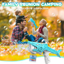 Automatic Bubble Machine Gun for Kids with 2 Bottles 5 Bags of Refill Solution Lights ElectricShark Bubble Gun Toys Outdoor Toys Gifts Wedding Easter Party Favor by TinyTreasures Baby Boutique