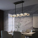 Dining Room Light Fixture,Modern Crystal Chandeleirs Semi Flush Mount Ceiling Light Fixture,Black Metal Crystal Pendant Light for Kitchen Island Farmhouse Dining Room,Living Room (10-Lights) by CozyNest Decor