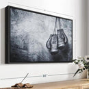 ElephantStock Boxing Gloves Wall Art - Horizontal Framed Canvas - 1-Piece Living Room Wall Decor - Photography Sports Canvas Print - Black and Gray Decor for Wall - 25" X 17" by CozyNest Decor