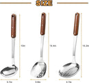 FJNATINH Stainless Steel Wok Spatula,Ladle,Skimmer Ladle Tool Set,Mirror Polished Cooking Utensils with Wooden Handle,Easy to Clean Wok Accessories,Sliver 3 PCS by CozyNest Decor