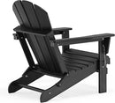 WO Home Furniture Adirondack Chairs Table Set of 3 PCS Outdoor Folding Chairs Side End Table Weather/UV Resistant for Lawn, Garden, Bon Fire, Balcony (Black) by GreenHaven Gardens