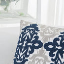 HWY 50 Navy Blue Decorative Throw Pillow Covers 18x18 Inch, Pack of 2 Embroidered Cotton Farmhouse Cushion Cover Pillow Case for Sofa Couch Living Room Bed Bedroon, Accent Geometric by CozyNest Decor