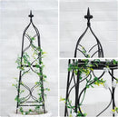 Obelisk Trellis for Garden - 38.3" x 10.03" Durable Metal Climbing Support for Roses, Vines & Flowers | Elegant Black Design with Decorative Top & Hollow Sides by GreenHaven Gardens