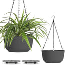 T4U 12 Inch Large Hanging Planters for Outdoor Plants, 2 Pack Self Watering Hanging Pots Indoor, Hanging Baskets for Plants,Hanging Flower Pot with Drainage Hole and Plant Hanger, Grey by GreenHaven Gardens