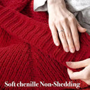 Amélie Home Chenille Knit Throw Blanket for Couch, Chevron Texture Decorative Soft Blanket for Sofa, Bed & Chair, 50"x60", Red by CozyNest Decor