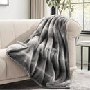 Ultra Soft Luxury Fluffy Mink Faux Fur Throw Blanket, Thick Warm Fall Winter Blankets for Bed, Couch, Cozy Plush Reversible Blanket for Chair, Sofa (Ombré Silver Onyx, 50"x60") by CozyNest Decor