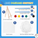ESRICH 8 Set Mini Acrylic Paint Kit,5in Mini Stretched Canvas with 7.5in Easel,Acrylic Paint Strips,Paint Palettes,Painting Brushes, Small Canvas and Easel Set for Kids Artists Beginner,Gift by TinyTreasures Baby Boutique