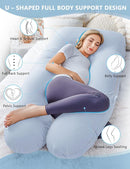 Meiz Pregnancy Pillow, Cooling Pregnancy Pillows for Sleeping, Maternity Pillow for Pregnant Women, Pregnancy Body Pillow with Cooling Jersey Cotton Cover, Blue by TinyTreasures Baby Boutique