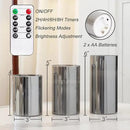 Homemory Grey Glass Flameless Candles, Battery Operated LED Pillar Candles with Remote Control and Timer, Radiance Candles, Real Wax, Set of 3,D3 xH4 5" 6" by CozyNest Decor
