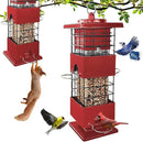 Squirrel Proof Bird Feeder, 3LBS Large Capacity Hanging Bird Feeders for Outdoors, Weight-Activated Perches Metal Anti-Squirrel Birdfeeder for Blue Jay, Cardinal, Outside (Red) by GreenHaven Gardens