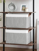 StorageWorks Storage Bins, Fabric Storage Bins for Shelves, Extra Large Storage Baskets with Metal Frame, Closet Baskets and Bins with Handles, Jumbo, Gray and White, 2-Pack by CozyNest Decor