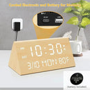 Kogonee Wooden Digital Alarm Clock, 0-100% Dimmer, 2 Alarm Settings, Weekday/Everyday Mode, 9 Mins Snooze, 12/24H, Temperature and Date Display for Office, Travel, Bedroom Alarm Clock (Bamboo) by CozyNest Decor