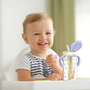Evorie Tritan Spill Proof Toddler Straw Sippy Cup, 10 oz for Baby and Toddlers 1-3 Years Old, No Spill Straw Water Bottle with Removable Handles, Ideal for School, BPA-Free, Blue Rabbit by TinyTreasures Baby Boutique