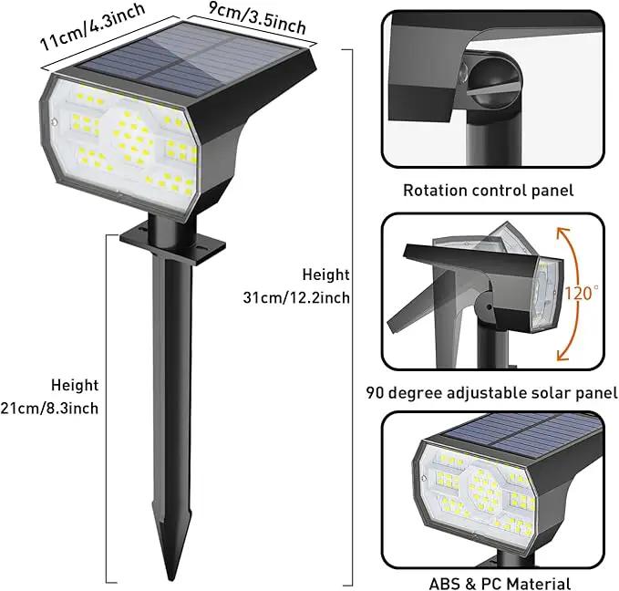 NYMPHY Solar Lights Outdoor Waterproof IP68, 56 LED 3 Lighting Modes Solar Powered Garden Yard Spot Solar Lights for Outside Landscape- 4 Pack (Cool White), photo 5 of 6