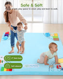 Baby Play Mat, 50''x50'' Playpen Mats with 4 Sensory Development Zones for Motor Skills, Unique Crawling Mats with Non-Slip Cushioned that Fits Nicely into Any Playroom, Blue by TinyTreasures Baby Boutique