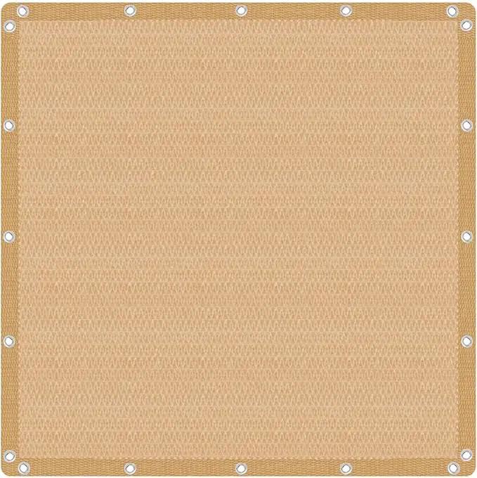 VICLLAX Shade Fabric Sun Shade Cloth with Every 2 FT Grommets for Patio Garden Pergola Cover Canopy 14x16 FT, Wheat