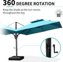 PURPLE LEAF 9' X 12' Cantilever Outdoor Umbrellas Large Patio Umbrella Hanging Double Top Rectangle Offset Umbrella with 360°Rotation Tilting Umbrella Outdoor Patio, Turquoise Blue by GreenHaven Gardens