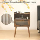 AWASEN Mid Century Night Stand with Charging Station, Wood Bedside Table with Glass Drawer, Small Modern Nightstand End Side Table with 2 Tiers Storage for Bedroom, Office(Rustic Brown) by CozyNest Decor