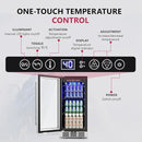 15'' Beverage Refrigerator Cooler - 126 Cans Under Counter Beverage Fridge with LED Light, Built-in Design, Wine Cooler for Home/Kitchen by CozyNest Decor