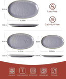 famiware Serving Platter, Oval 15.59/14.3/12.9 inch Serving Dishes for Entertaining, Serving Bowls, Microwave Safe, Fine Stonware Serving Trays for Party, Turkey, Cheese, Ocean Series, Dark Grey by CozyNest Decor
