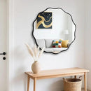 Fabuady Black Round Wavy Edge Mirror - 24'' Circle Wall Mirror with Metal Frame, Decorative Hanging/Leaning Mirror for Bathroom, Bedroom, Living Room, Hallway, Entryway, Office, Home Decor by CozyNest Decor