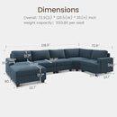 Nolany Sectional Sofa with Storage Ottoman, U Shape Sectional Couch with Chaise, Corduroy Modular Sectional Couches for Living Room, Blue by CozyNest Decor