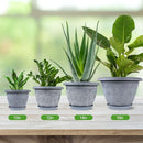 12 Inch Large Planter Pot for Plants Indoor Outdoor, 4 Pack Plastic Flower Pots with Drainage Hole & Tray, Modern Decorative Garden Pot with Saucer, Plant Container for House by CozyNest Decor