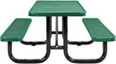 Global Industrial 6’L Rectangular Picnic Table, Expanded Metal, Green Thermoplastic Coating, Attached Benches, 1-1/2” Umbrella Pole Hole, Outdoor-Rated, 1000 lb Capacity, 72” x 30” Tabletop by GreenHaven Gardens