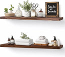 Floating Wall Shelves 2-Pack - 24-Inch Rustic Brown Wooden Shelves for Storage and Décor, Easy Installation for Living Room, Bedroom, and Kitchen by CozyNest Decor
