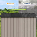 Aoxun 10x8 FT Outdoor Storage Shed with Double Hinged Large Door Utility Garden Shed with Lockable Door & Sloped Roof Metal Sheds Outdoor Storage for Garden, Backyard, Patio and Backyard, Brown by GreenHaven Gardens