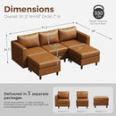 91.5" Faux Leather U Shaped Modular Sectional Sofa, 5 Seater Couch with Movable Ottoman Deep Seat and Storage Seat with Removable Cover for Living Room, Apartment - Brown by CozyNest Decor
