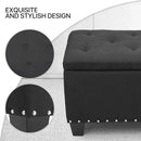 MoNiBloom 42 Inch Long Ottoman with Storage, Black Linen Foot Stool Upholstered Foam Padded Rectangular Fabric Tufted Bench Footrest for Living Room Bedroom Entry with 300 Lbs Capacity by CozyNest Decor