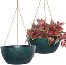 12 Inch 2 Pack Large Hanging Planters for Indoor Outdoor Plants, Plastic Hanging Basket Pots for House Plants Flowers, Black Speckles by GreenHaven Gardens