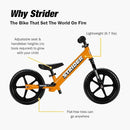 Strider 12” Sport Bike - No Pedal Balance Bicycle for Kids 1 to 4 Years - Includes Safety Pad, Padded Seat, Mini Grips & Flat-Free Tires - Tool-Free Assembly & Adjustments by TinyTreasures Baby Boutique
