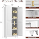 75" Kitchen Pantry Cabinet, White Metal Storage Cabinets with 2 Doors and 4 Adjustable Shelves, Tall Pantry Storage Cabinet for Kitchen, Dining Room, Living Room by CozyNest Decor