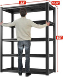 Raybee Garage Shelving 2000LBS Storage Shelves Adjustable Metal Shelves 5 Tier Heavy Duty Shelving Metal Shelf for Basement Pantry Kitchen 32" W x 16.5" D x 63" H by GreenHaven Gardens