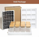 ComSaf 12Pcs Glass Spice Jars with Bamboo Lid, 8oz Airtight Square Containers with 275 Black Lables, Empty Seasoning Jars for Spice Salt Sugar by CozyNest Decor