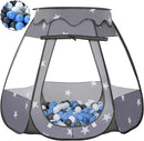 Baby Ball Pit for Toddler with 50 Balls, Kids Pop Up Play Tent for Girls, Princess Toys Gifts for Children Indoor & Outdoor Playhouse (Black: Gray/White/Babyblue, 109x90cm/50 Balls) by TinyTreasures Baby Boutique