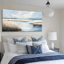 amatop Large Coastal Wall Art Abstract Landscape Beach Ocean Marsh Canvas Print Calming Soft Blue and Beige Wetland Picture Minimalist Neutral Nature Artwork for Bedroom Living Room Office 48x24 by CozyNest Decor