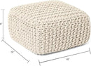 REDEARTH · Cube Low Pouf Foot Stool Ottoman - Hand Knitted Poof - Cord Boho Pouffe - Home Décor - Stuffed Footrest for Living Room - Nursery - Bedroom - Covered Patio - Room (16" x 16" x 8") - Ivory by CozyNest Decor