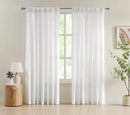 FMFUNCTEX Pinch Pleated Curtains 84 Inches Long for Living Room, White Semi Sheer Faux Linen Textured Pleat Drapes for Bedroom with Hooks, Light Filtering Neutral Farmhouse Window Drapes 2 Panels by CozyNest Decor