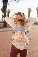 Beco Gemini Baby Carrier from Newborn to Toddler - Certified Ergonomic Newborn Baby Carrier for Infants and Children of 7-35 lbs - M Shape, Adjustable Seat, 100% Cotton (Geo Floral) by TinyTreasures Baby Boutique