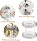 Wesoke 2 Tier Lazy Susan Turntable Cupboard Organiser, Large Rotating Kitchen Spice Rack Spinning Condiment Seasoning Organizer, Detachable Revolving Bathroom Makeup Tray Holder for Cabinet Fridge by CozyNest Decor