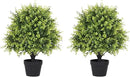 THE BLOOM TIMES 2ft Faux Boxwood Plants Outdoor Set of 2, Topiary Balls Artificial Outside Trees, 24" UV Resistant Fake Greenery Bushes & Shrubs for Front Porch Planter by GreenHaven Gardens