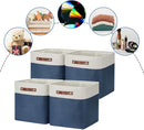 DULLEMELO Storage Baskets for Shelves Closet Storage,Large Home Organization Bins for Gifts Empty,Foldable Fabric Storage Cubes Baskets for Nursery Toy Towels Clothes Storage(White&Blue) by TinyTreasures Baby Boutique