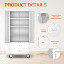 Aobabo Metal Storage Cabinet with 2 Large Drawer, Lockable Steel Storage Cabinet with 3 Adjustable Shelves, for Home, Office, Garage, Classroom, White, Assembly Required by GreenHaven Gardens