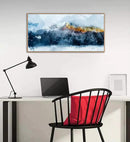 Framed Wall Art Canvas Indigo Abstract Mountain Pictures Wall Decor Blue Grey Orange Mountain Peaks Canvas Painting Prints Modern Abstract Artwork for Living Room Bedroom Decoration 20" x 40" by CozyNest Decor