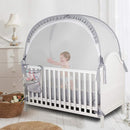 Baby Safety Crib Tent Infant Pop up Mosquito Net Nursery Bed Canopy Netting Cover - Keep Baby from Climbing Out with Hanging Diaper Storage Bag (Gray) by TinyTreasures Baby Boutique