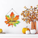 Maple Leaf Fall Decor, Fall for Jesus He Never Leaves Decor Sign Farmhouse Autumn Wreaths for Front Door Christian Jesus Hanger Sign Home Wall Autumn Halloween Thanksgiving Decoration by CozyNest Decor
