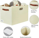 3-Pack Foldable Fabric Storage Bins with Durable PU & Metal Handles , Collapsible Storage Baskets for Shelves, Home Storage, Closet Organizers, Living Room(17"x11.8"x11.8", Beige) by CozyNest Decor